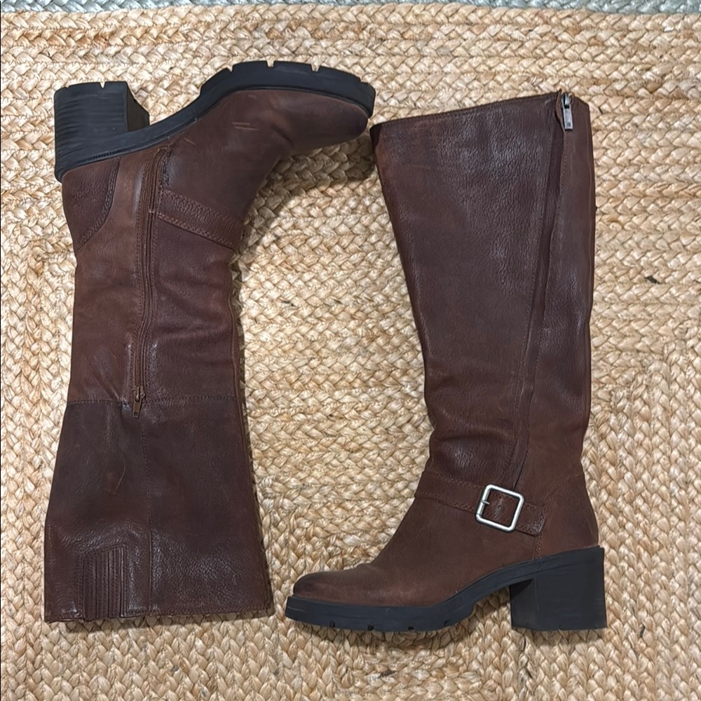 Brown Leather Knee-High Boots